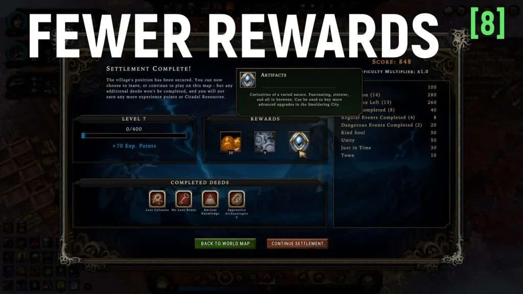 against the storm screenshot fewer rewards
